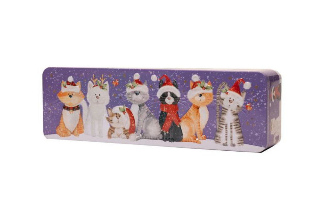 Embossed Christmas Cat Biscuit Tin Christmas Gift Geraldo's of Largs
