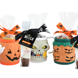 Halloween Mugs Filled with Novelty Treats