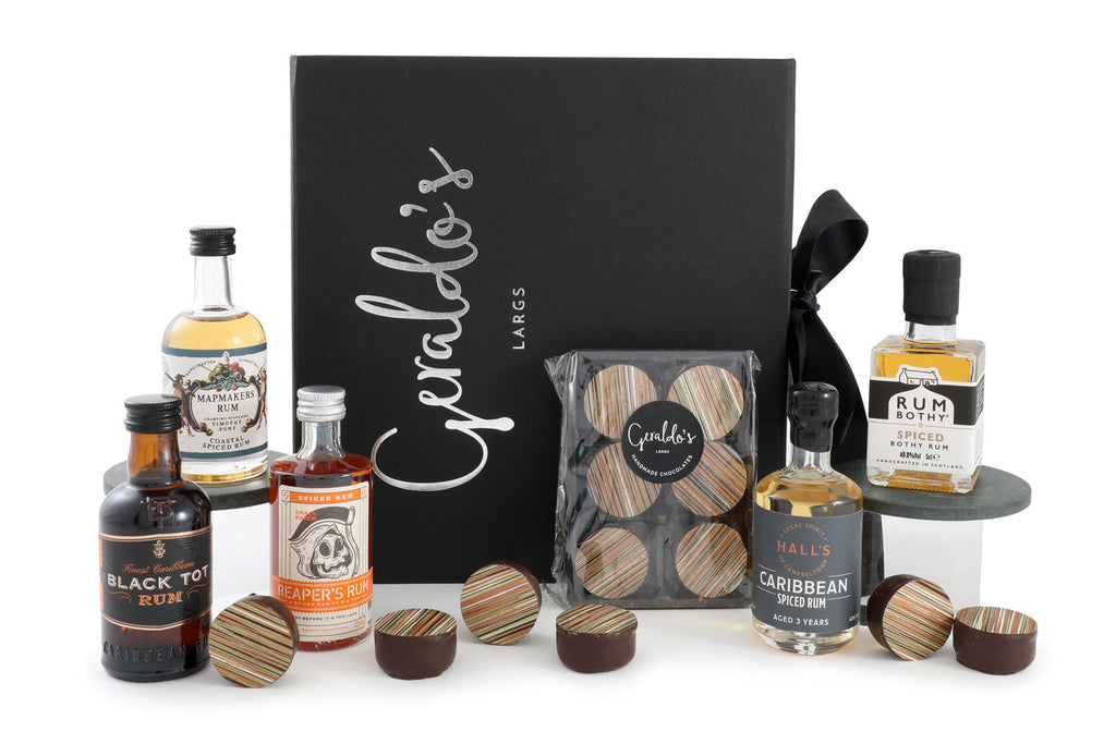 Scottish Rum Tasting Hamper Rum and Chocolate Gift Hamper Geraldo's