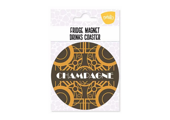 Champagne Fridge Magnet & Coaster