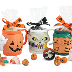 Halloween Mugs Filled with Novelty Treats