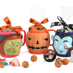 Halloween Mugs Filled with Novelty Treats