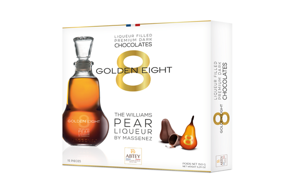 Abtey Élégance - 15 Dark Chocolate Liqueurs with Golden 8 Poire Williams