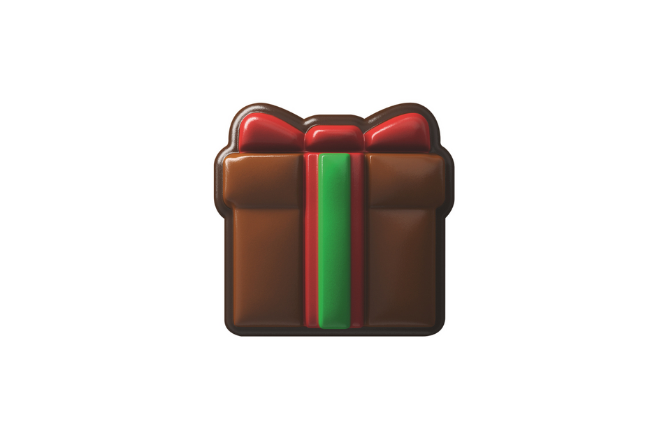 Decorated Milk Chocolate Hazelnut Praline Filled Present