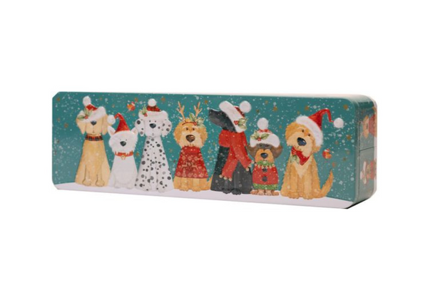 Embossed Christmas Dog Biscuit Tin