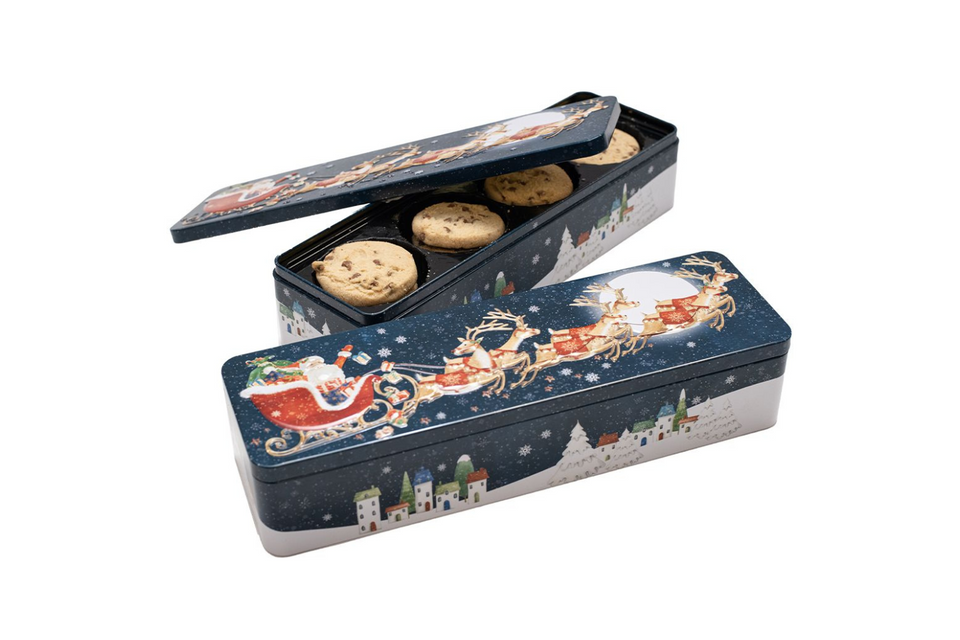 Flying Santa Tin with Milk Chocolate Chip Biscuits xx