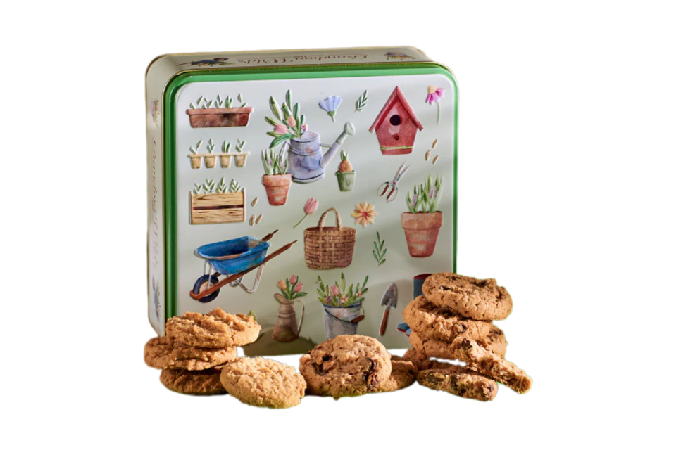 Grandma Wild's Pottering Garden Embossed Tin of Assorted Biscuits xx