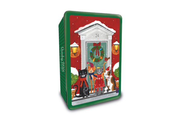 Snowy Pets on Doorstep Biscuit Tins