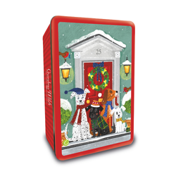 Snowy Pets on Doorstep Biscuit Tins