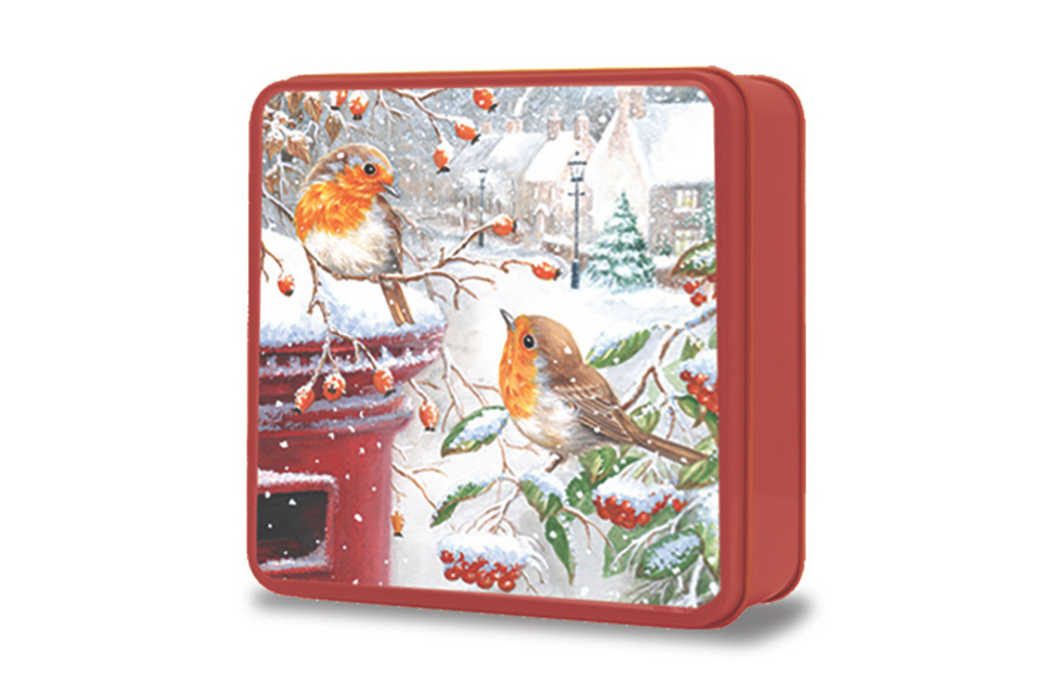Grandma Wild's Embossed Biscuit Tin with Robins xx