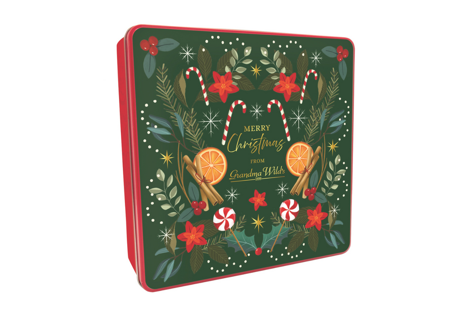 Embossed Christmas Candy Cane Biscuit Tin xx