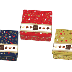 Hamlet Festive Christmas Tins with Hazelnut Praline Figures