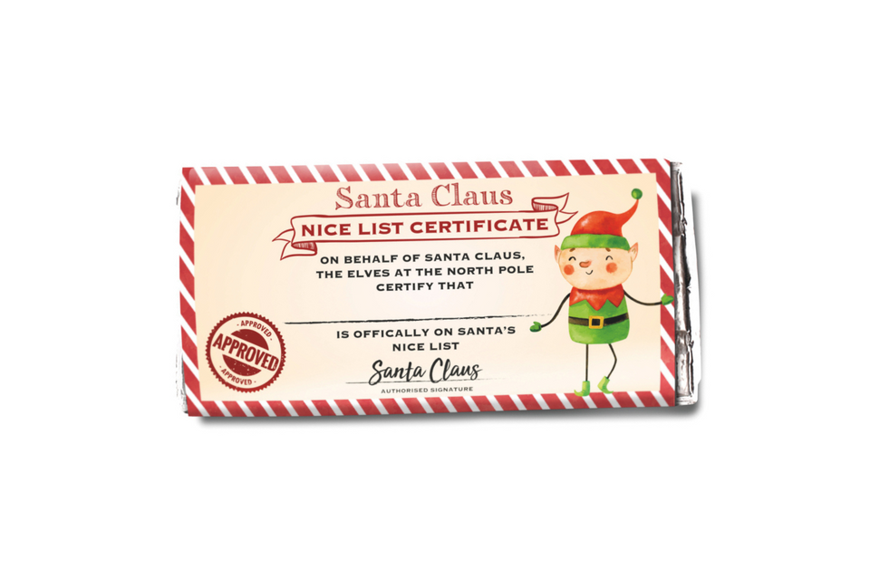 Santa's Nice List Certificate Chocolate Bar xx