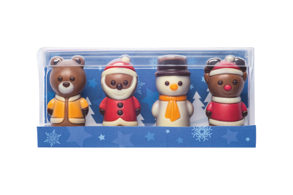 Decorated Chocolate Christmas Figures in Gift Box (4 figures)