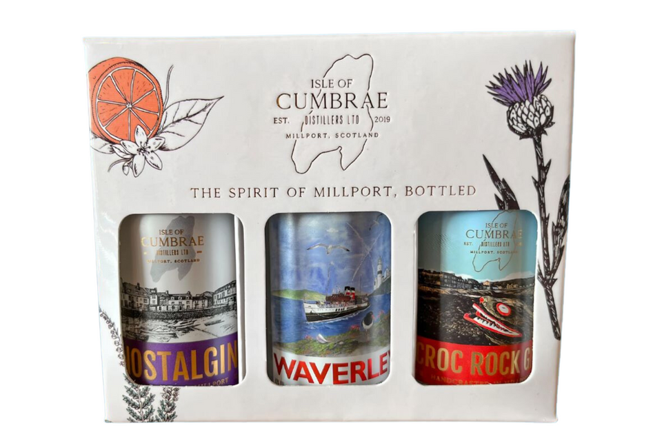 NEW Isle of Cumbrae Mini Gin Waverley Gift Pack (3 x 5cl) xx
