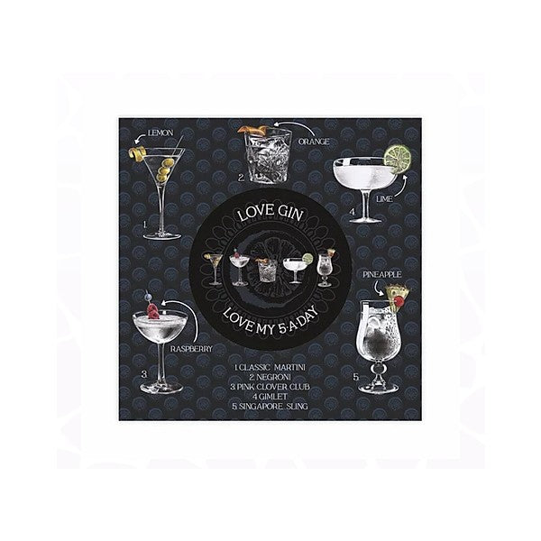 Love Gin 5-A-Day Greetings Card (with magnet) xx