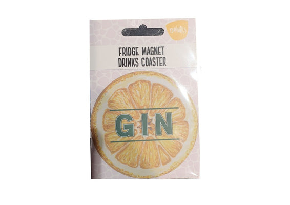 Gin Lemon Fridge Magnet & Coaster
