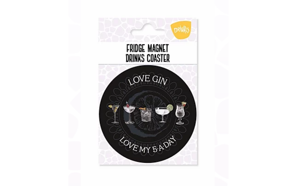 Gin 5-A-Day Fridge Magnet & Coaster xx