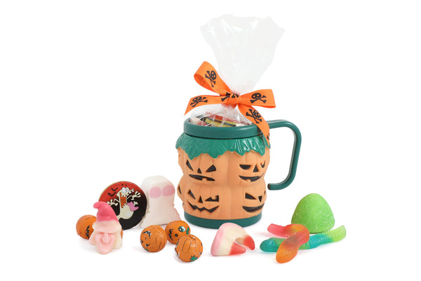 Halloween Mugs Filled with Novelty Treats