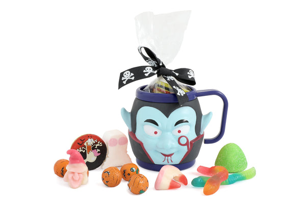 Halloween Mugs Filled with Novelty Treats